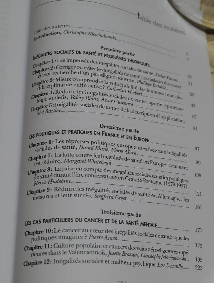 LUTTER CONTRE LES INEGALITES SOCIALES DE SANTE / MEDECINE SOCIETE SOCIOLOGIE