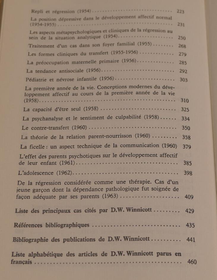 DONALD .W. WINNICOTT / DE LA PEDIATRIE A LA PSYCHANALYSE / PAYOT 2004