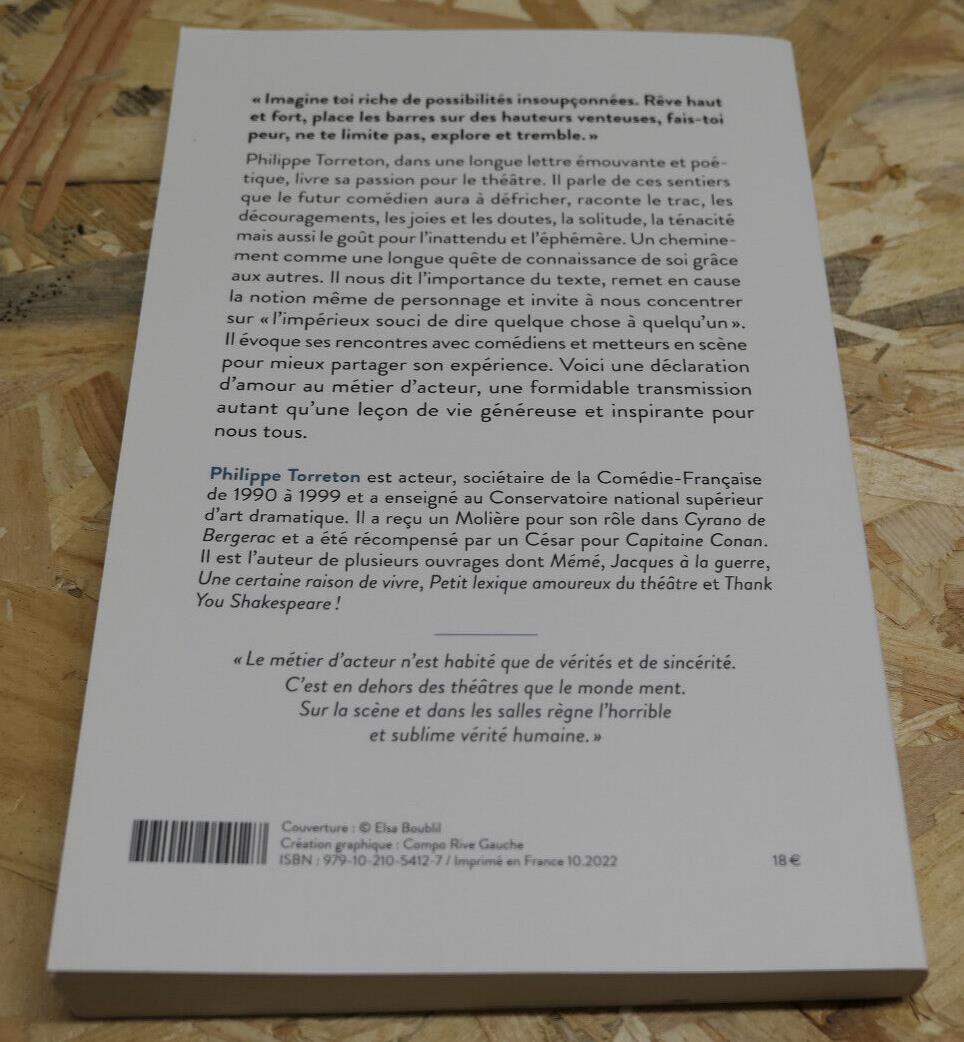 Philippe Torreton - Lettre À Un Jeune Comédien - Tallandier 2022 Cinéma Théâtre