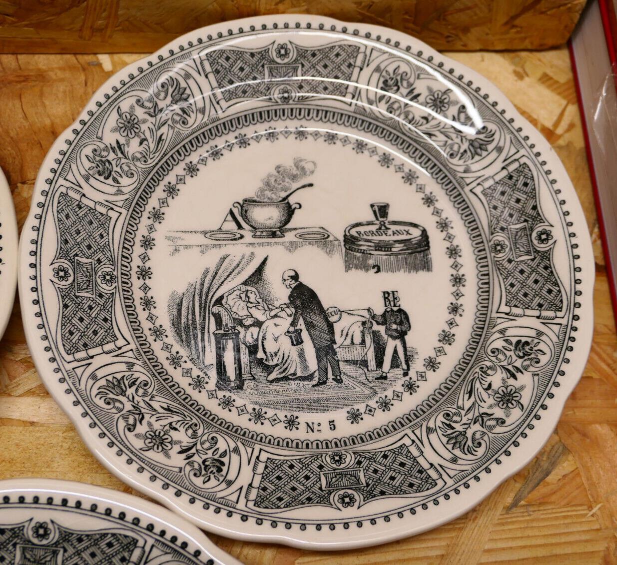 Assiette À Dessert Parlante Décorative Fantaisie Rébus Gien - Lot de 7