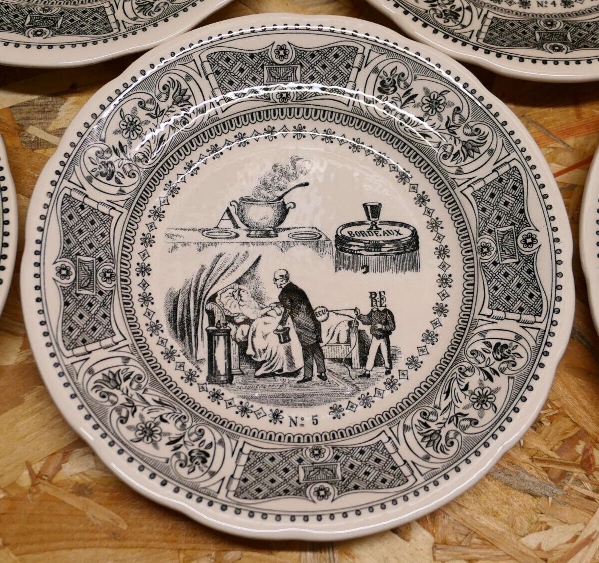 Assiette À Dessert Parlante Décorative Fantaisie Rébus Gien - Lot de 7