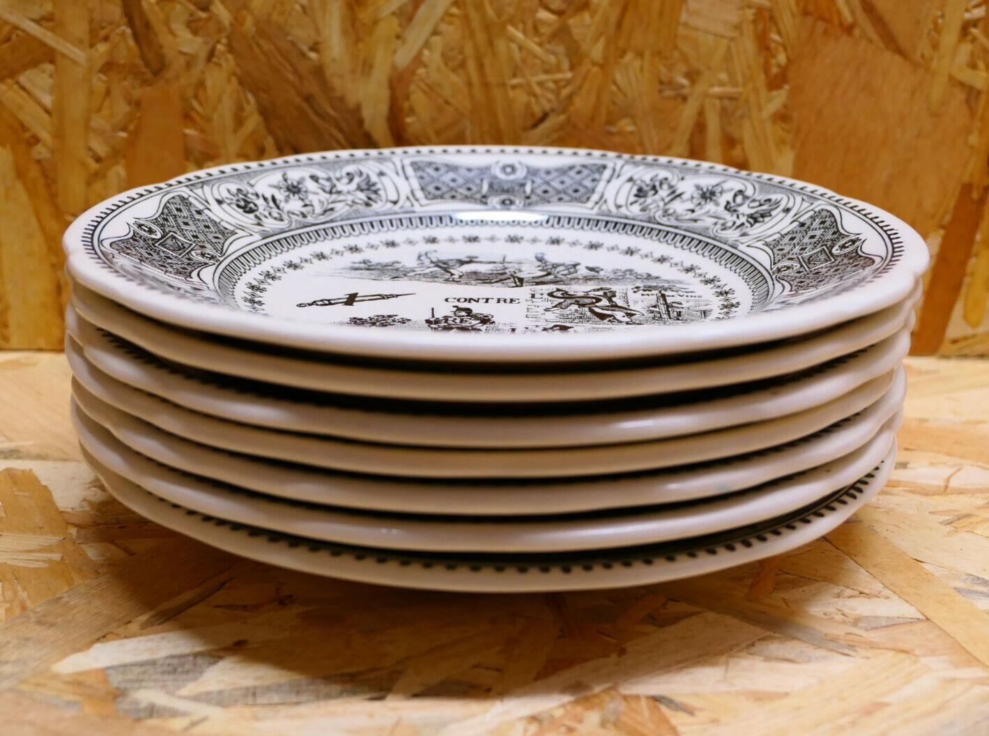 Assiette À Dessert Parlante Décorative Fantaisie Rébus Gien - Lot de 7