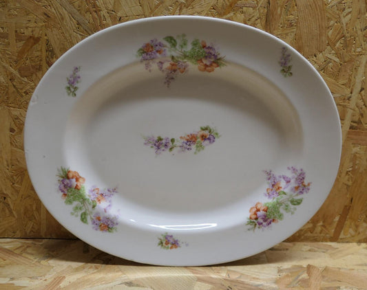 Ancien Grand Plat De Service Ovale Porcelaine Limoges Delinieres D&Co c1900
