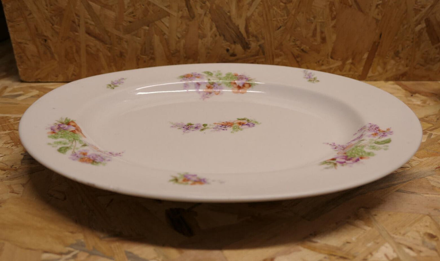 Ancien Grand Plat De Service Ovale Porcelaine Limoges Delinieres D&Co c1900