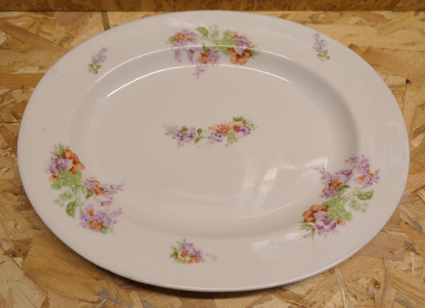 Ancien Grand Plat De Service Ovale Porcelaine Limoges Delinieres D&Co c1900