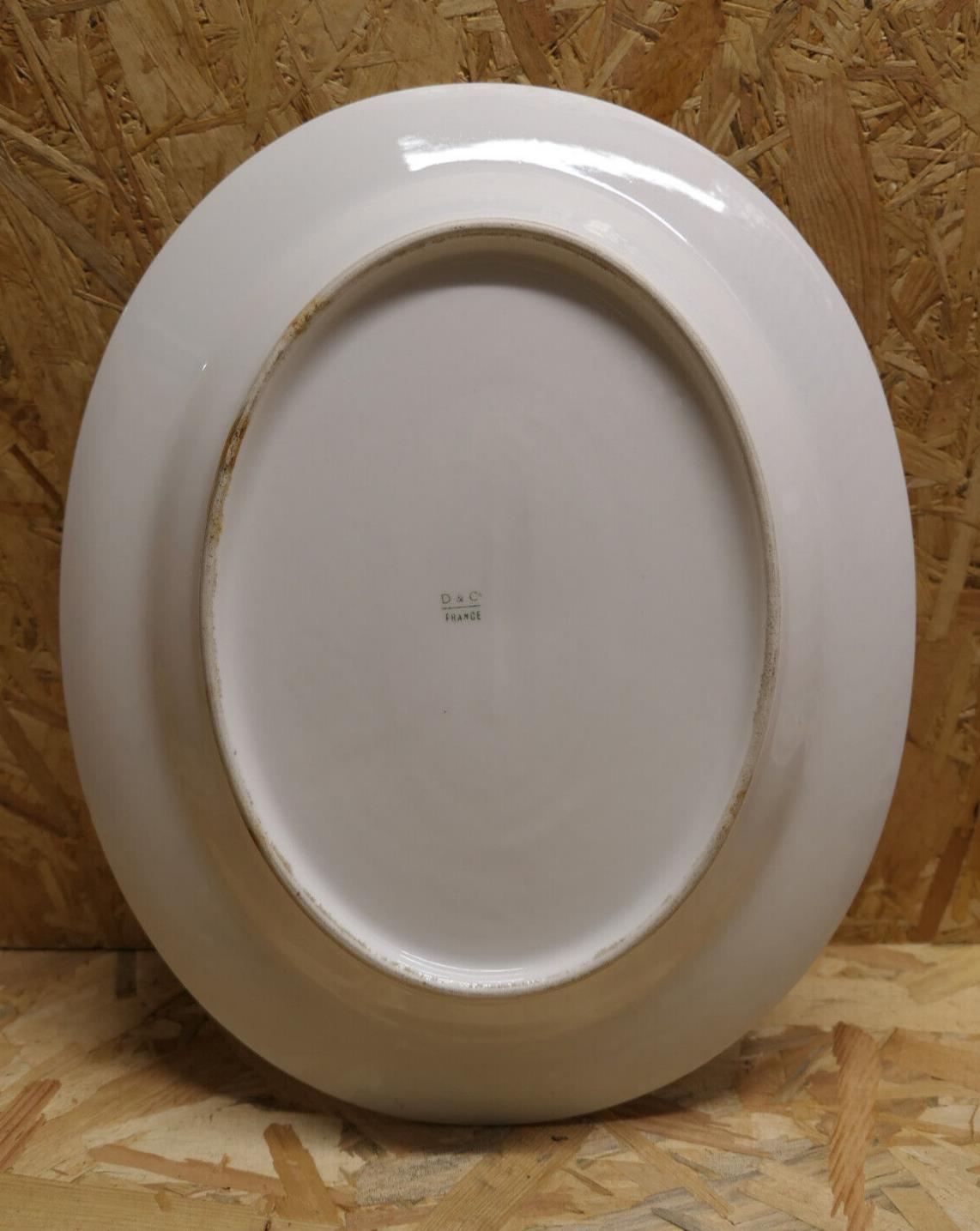 Ancien Grand Plat De Service Ovale Porcelaine Limoges Delinieres D&Co c1900