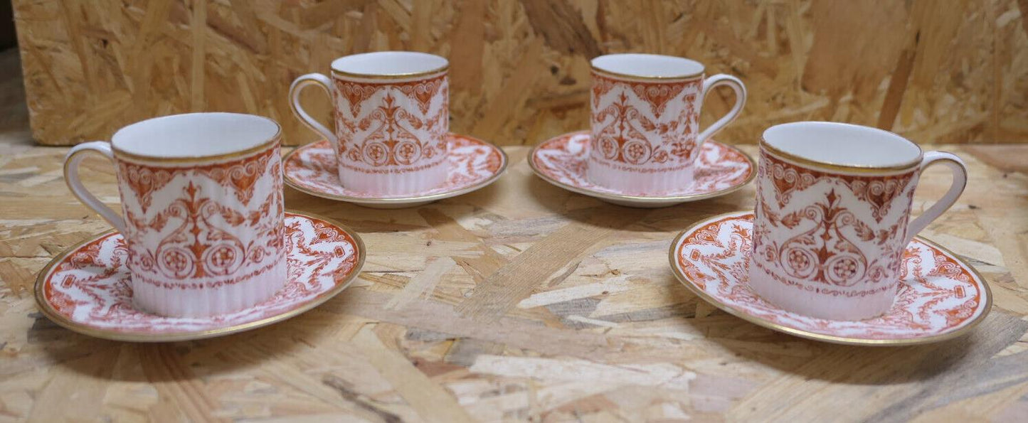 Rare Ensemble De 4 Tasses À Café Et Soucoupes WEDGWOOD Porcelaine Anglaise XIXe