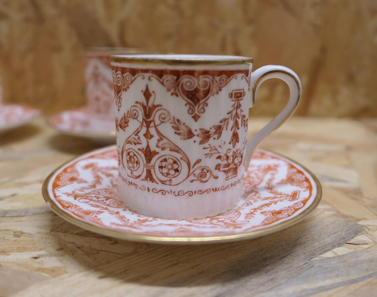 Rare Ensemble De 4 Tasses À Café Et Soucoupes WEDGWOOD Porcelaine Anglaise XIXe