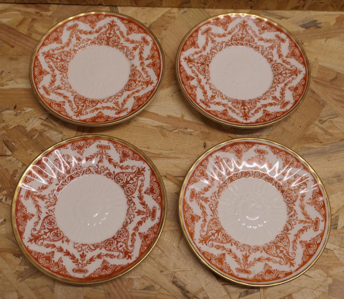 Rare Ensemble De 4 Tasses À Café Et Soucoupes WEDGWOOD Porcelaine Anglaise XIXe