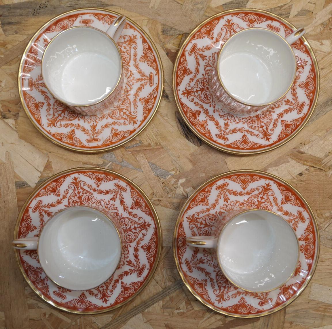 Rare Ensemble De 4 Tasses À Café Et Soucoupes WEDGWOOD Porcelaine Anglaise XIXe