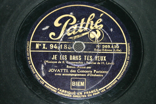 JOVATTI   78T   VENISE ET BRETAGNE / JE LIS DANS TES YEUX   PATHE 94186