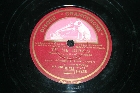 ELYANE CELIS / MARCEL CARIVEN   78T   SI J'AVAIS ETE MANON / TU ME DIRAIS