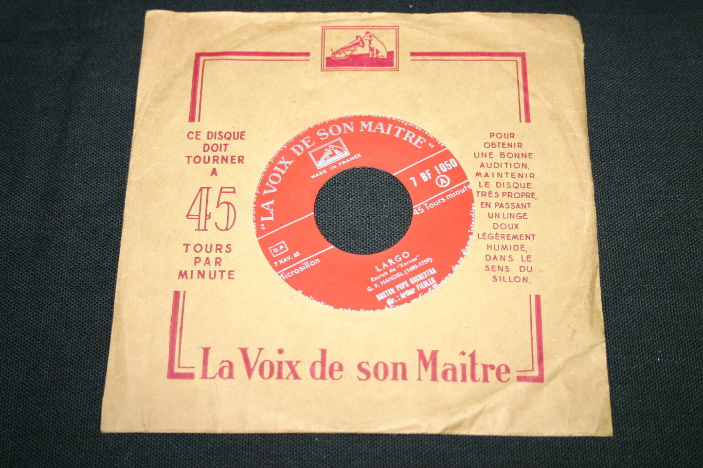 ARTHUR FIEDLER / BOSTON POPS ORCHESTRA SP 45T 7" LARGO / MEDITATION