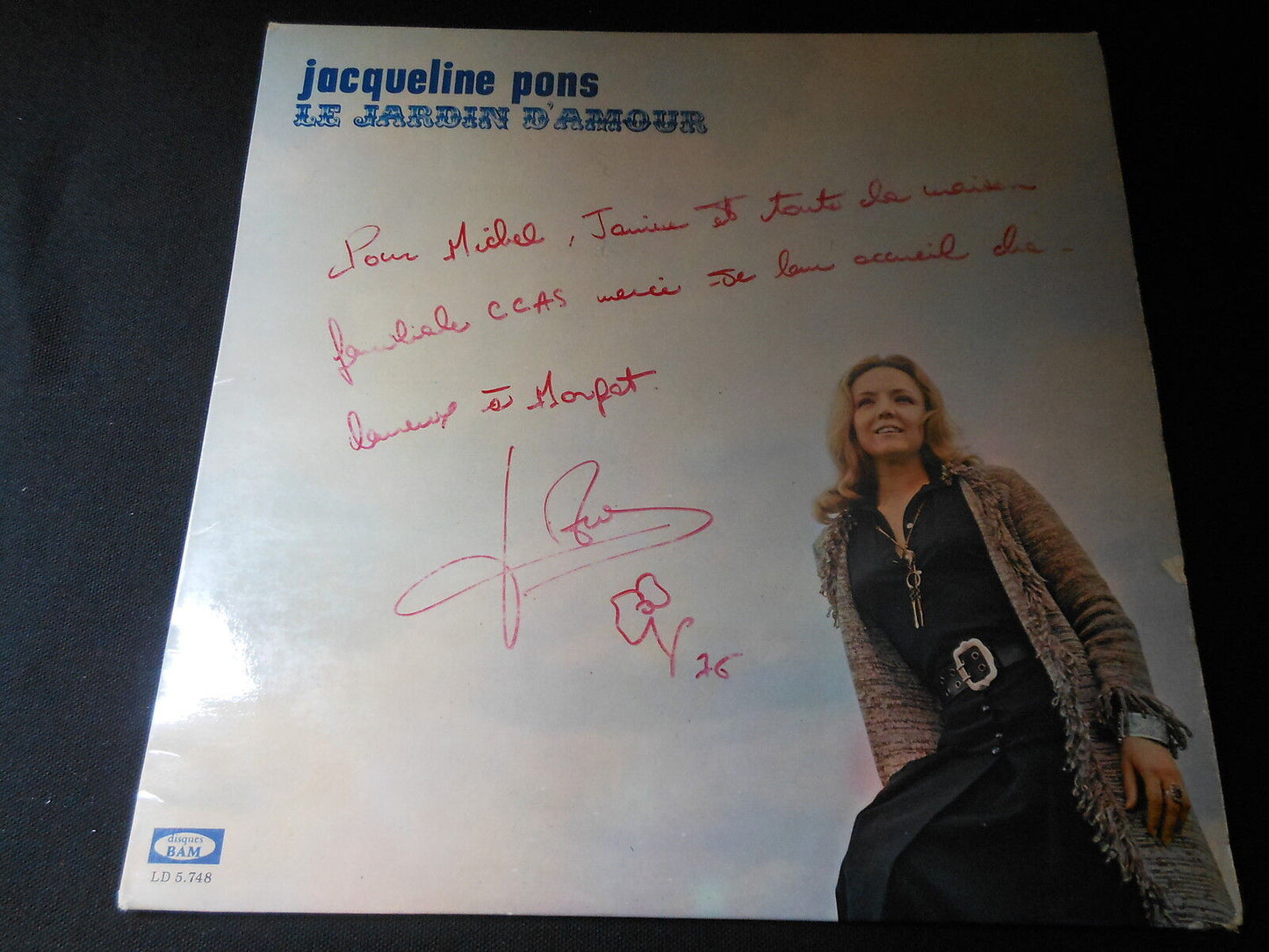 JACQUELINE PONS LP 33T 12" LE JARDIN D'AMOUR RARE DEDICACE