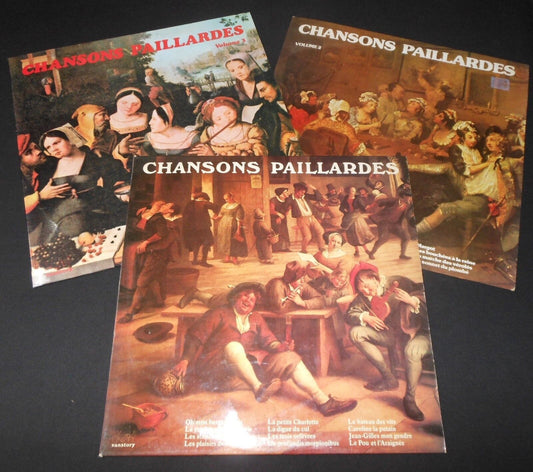 GROUPE CHRISPHARIUS   LOT DE 3 LP 33T 12"   CHANSONS PAILLARDES VOL. 1 2 3