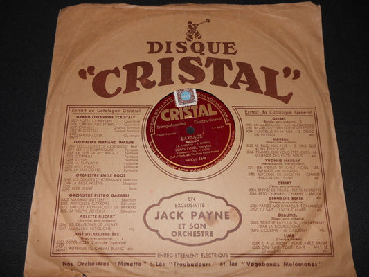 LOUIS LYNEL Baryton   78T   PAYSAGE / NE T'AURAIS-JE QU'UNE FOIS   CRISTAL 5618