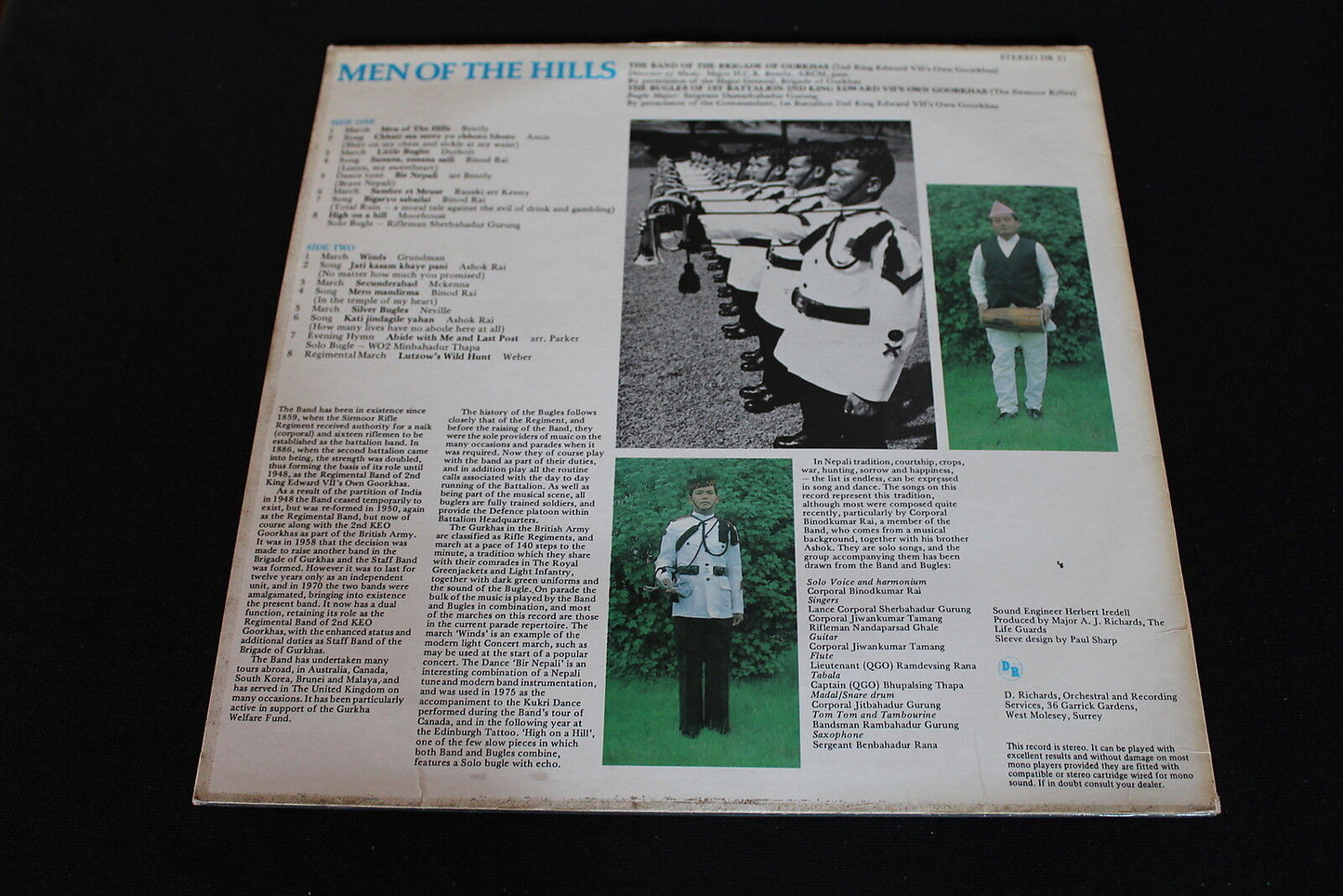 MEN OF THE HILLS The Band of the Brigade of Gurkhas LP 33T 12" 1980 DR 21