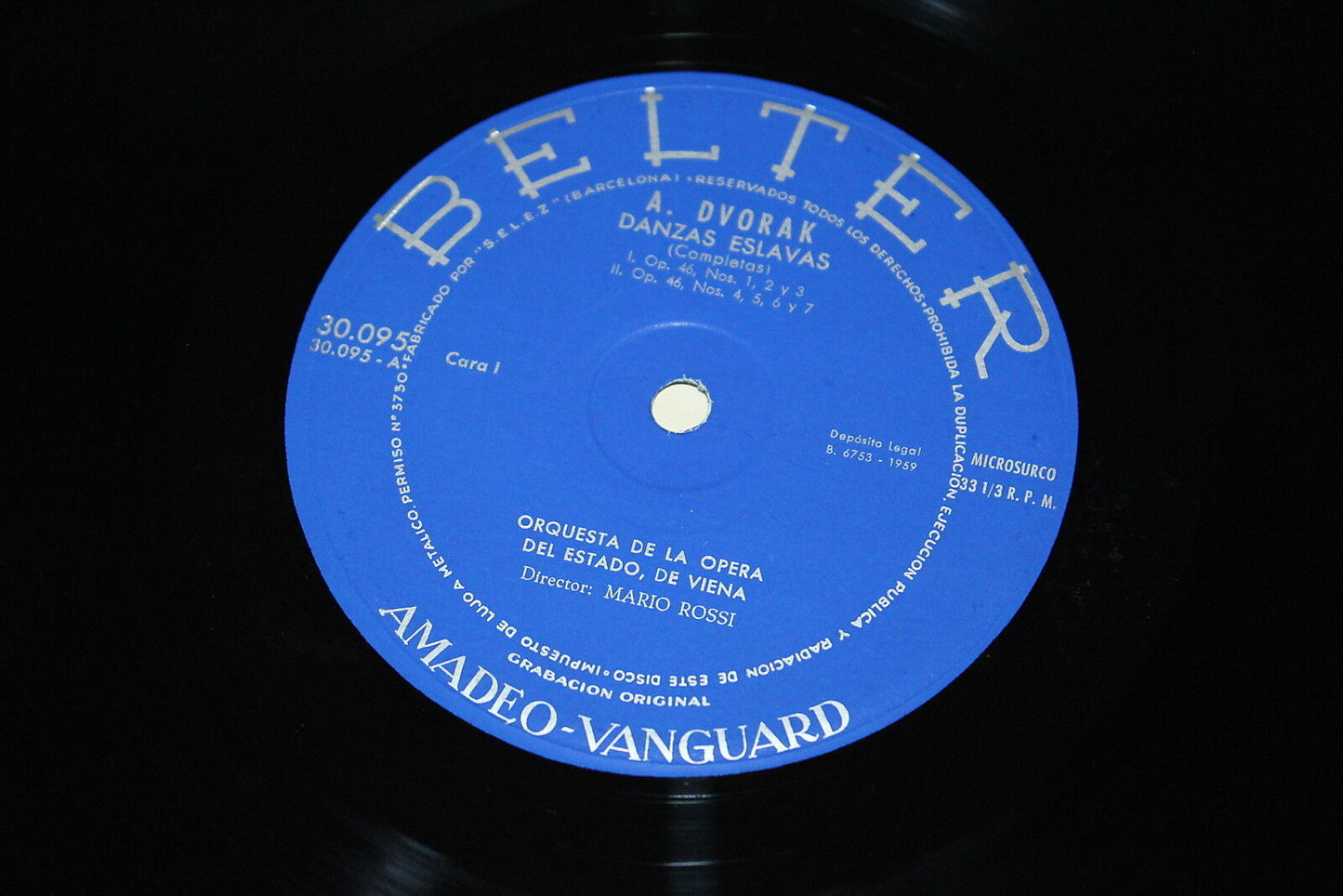 DVORAK / MARIO ROSSI DANZAS ESLAVAS LP 33T BELTER 30095 SPAIN 1959