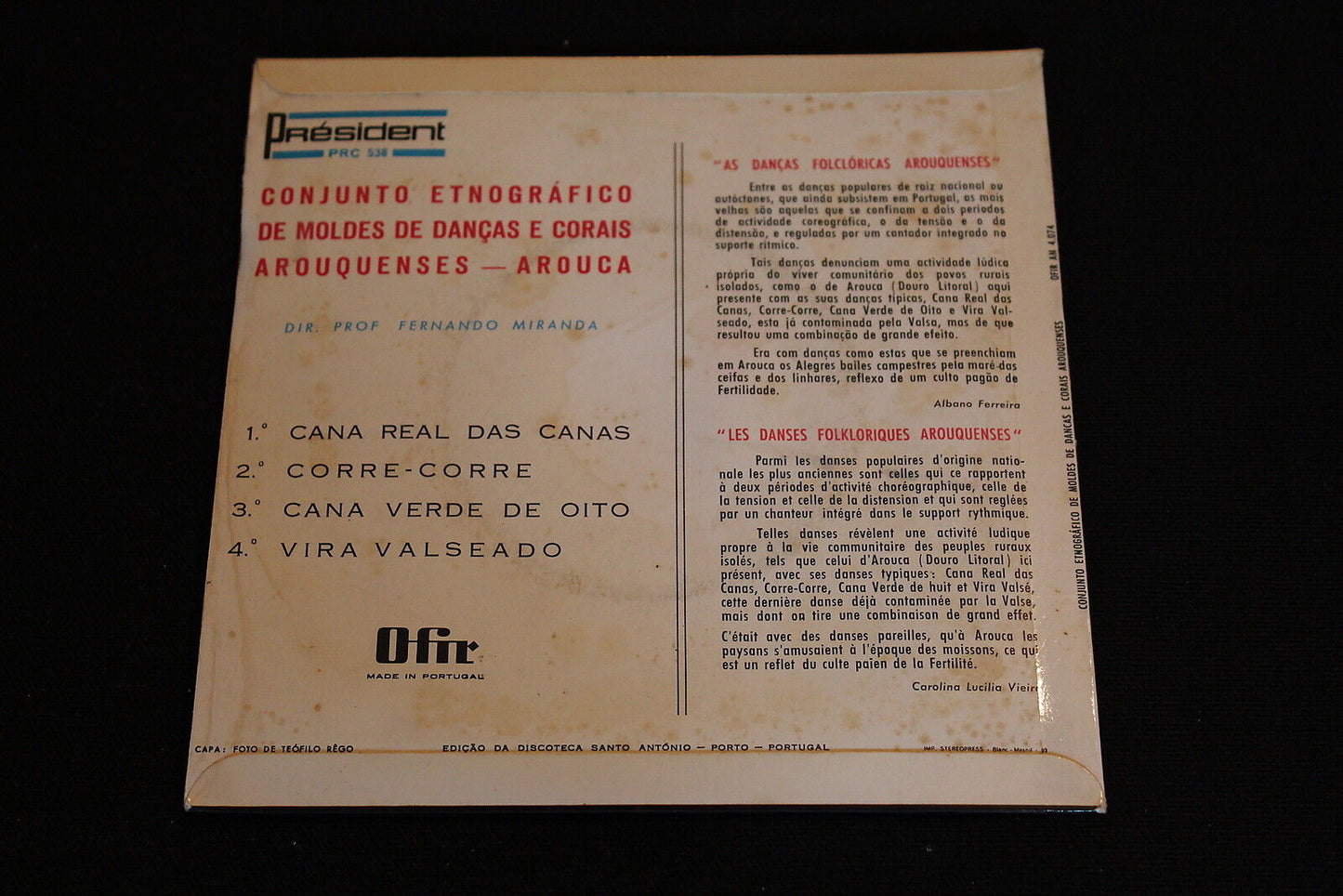 CONJUNTO ETNOGRAFICO DE MOLDES DE DANCAS E CORAIS EP 45T 7" PRC 538