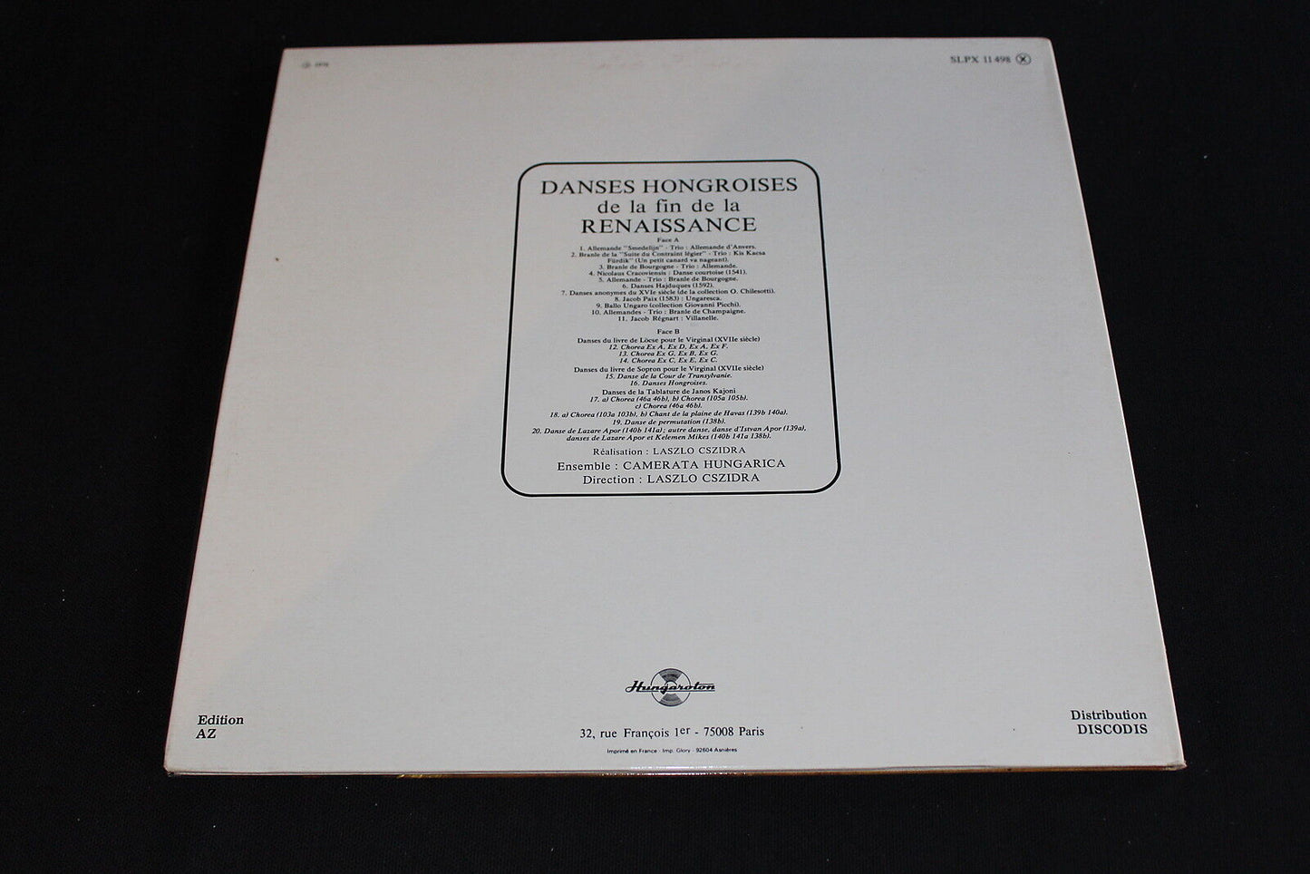 DANSES HONGROISES DE LA FIN DE LA RENAISSANCE AZ 1976 LP 33T 12"