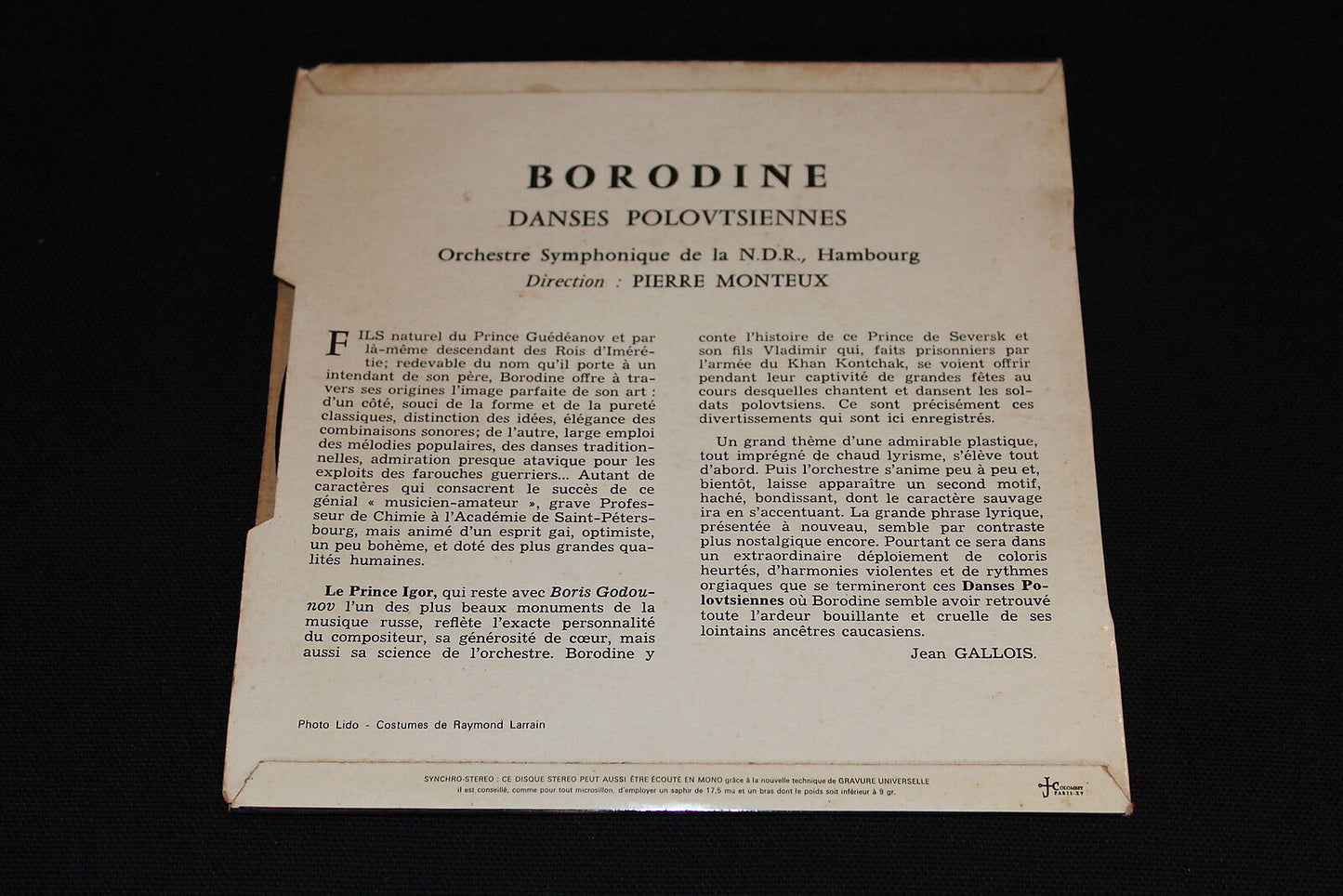DANSES POLOVTSIENNES BORODINE PIERRE MONTEUX EP 45T 7"