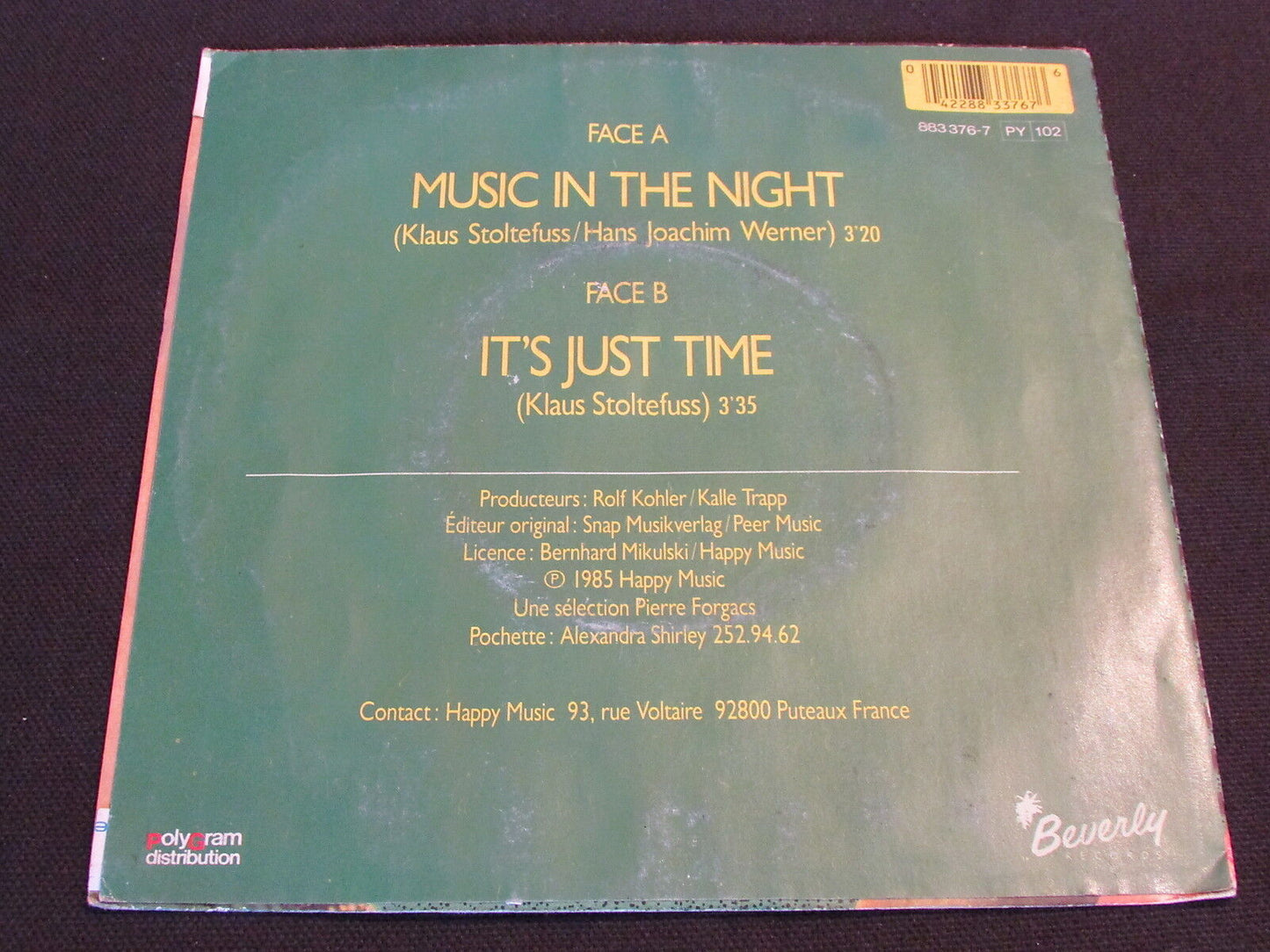 SOLID STRANGERS SP 45T 7" MUSIC IN THE NIGHT 1985