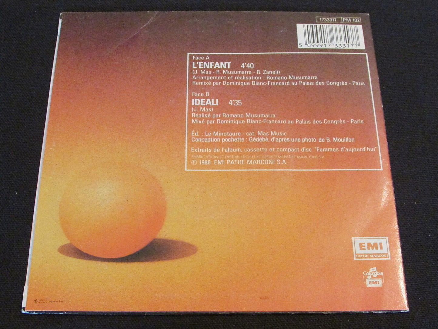 JEANNE MAS SP 45T 7" L'ENFANT 1986