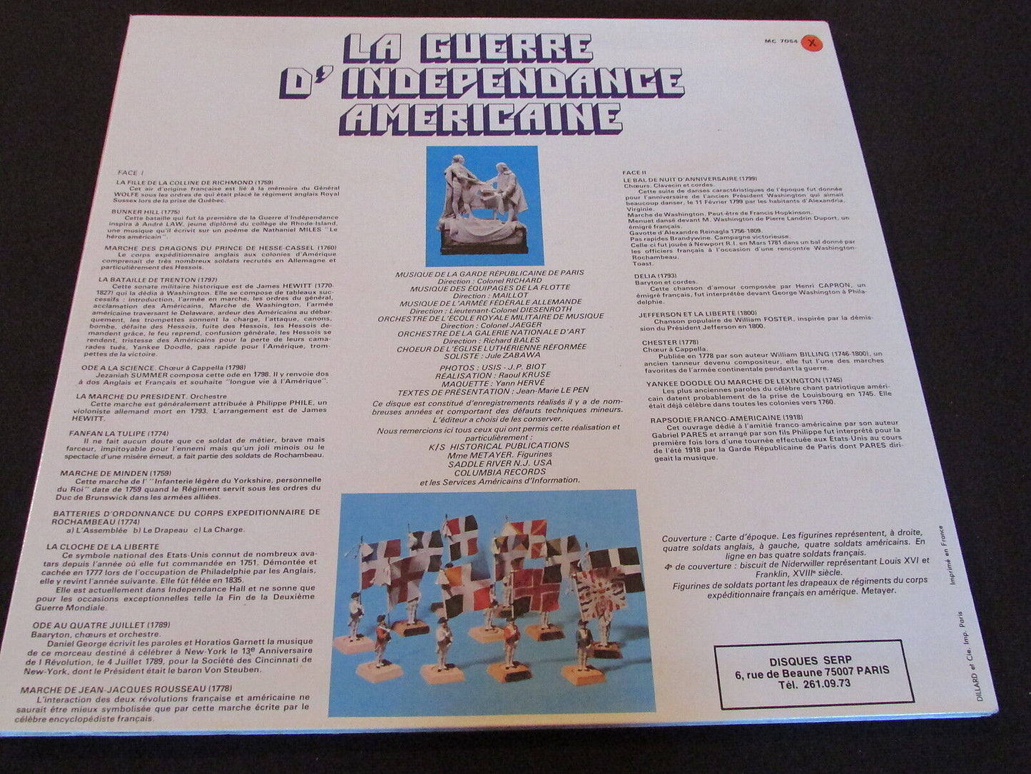 LA GUERRE D'INDEPENDANCE AMERICAINE LP 33T 12" SERP MC 7054