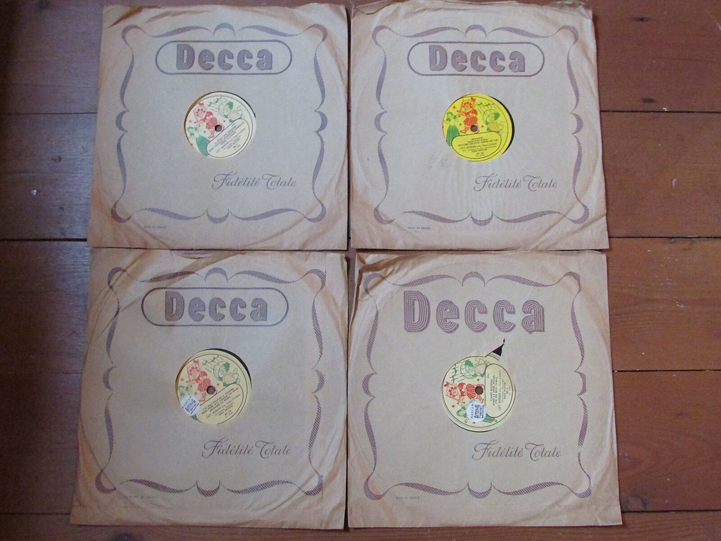 LUCY NORMAN RARE DECCA w/ ORIGINAL SLEEVES Comptines LOT 4 x 78T RPM