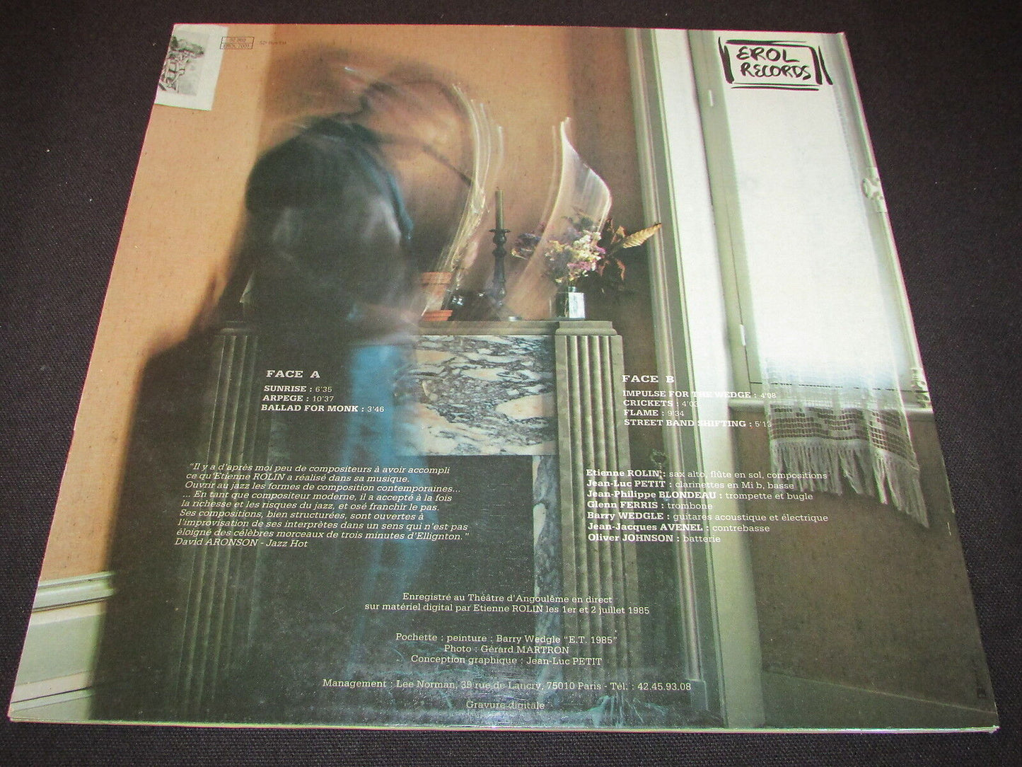 ETIENNE ROLIN SEVEN OUTLAWS 1985 EROL RECORDS JAZZ LP 33T 12" RARE