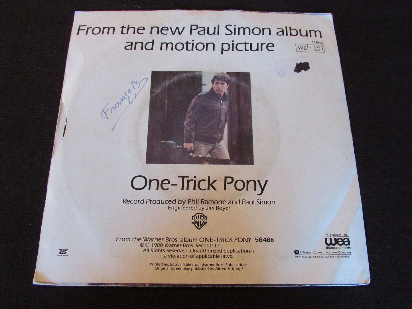PAUL SIMON SP 45T 7" LATE IN THE EVENING 1980