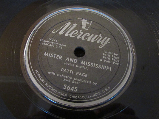 PATTI PAGE   MISTER AND MISSISSIPPI / THESE THINGS I OFFER YOU   MERCURY   78T