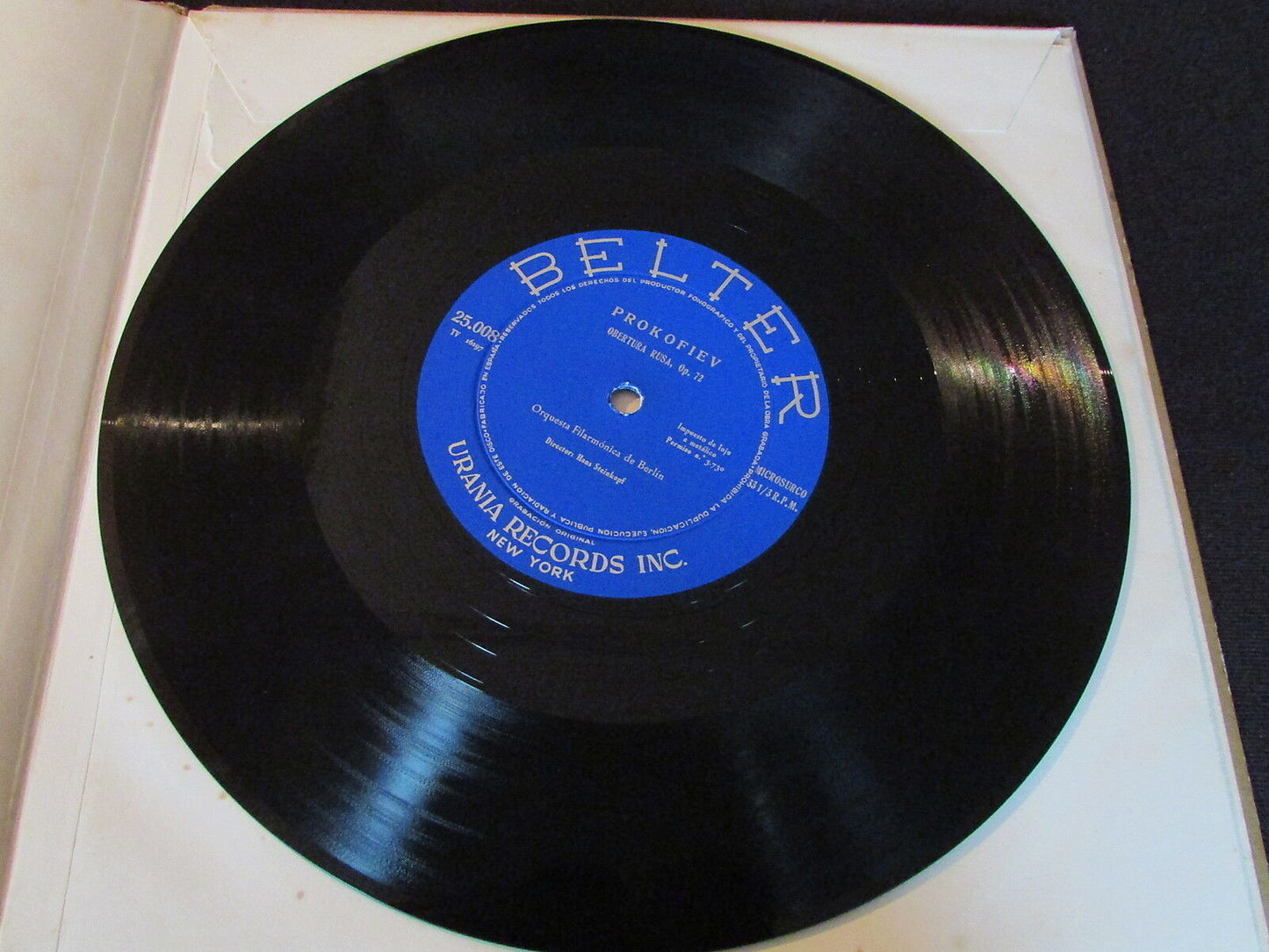 PROKOFIEV BELTER 25.008 / URANIA RECORDS SPAIN LP 33T 10"