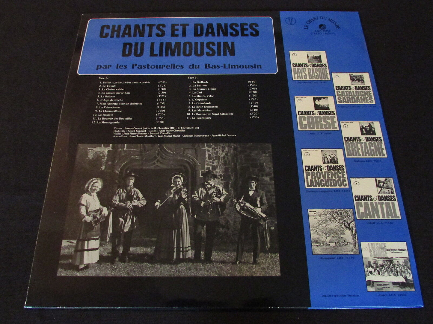 CHANTS ET DANSES DU LIMOUSIN par LES PASTOURELLES DU BAS-LIMOUSIN LP 33T 12"