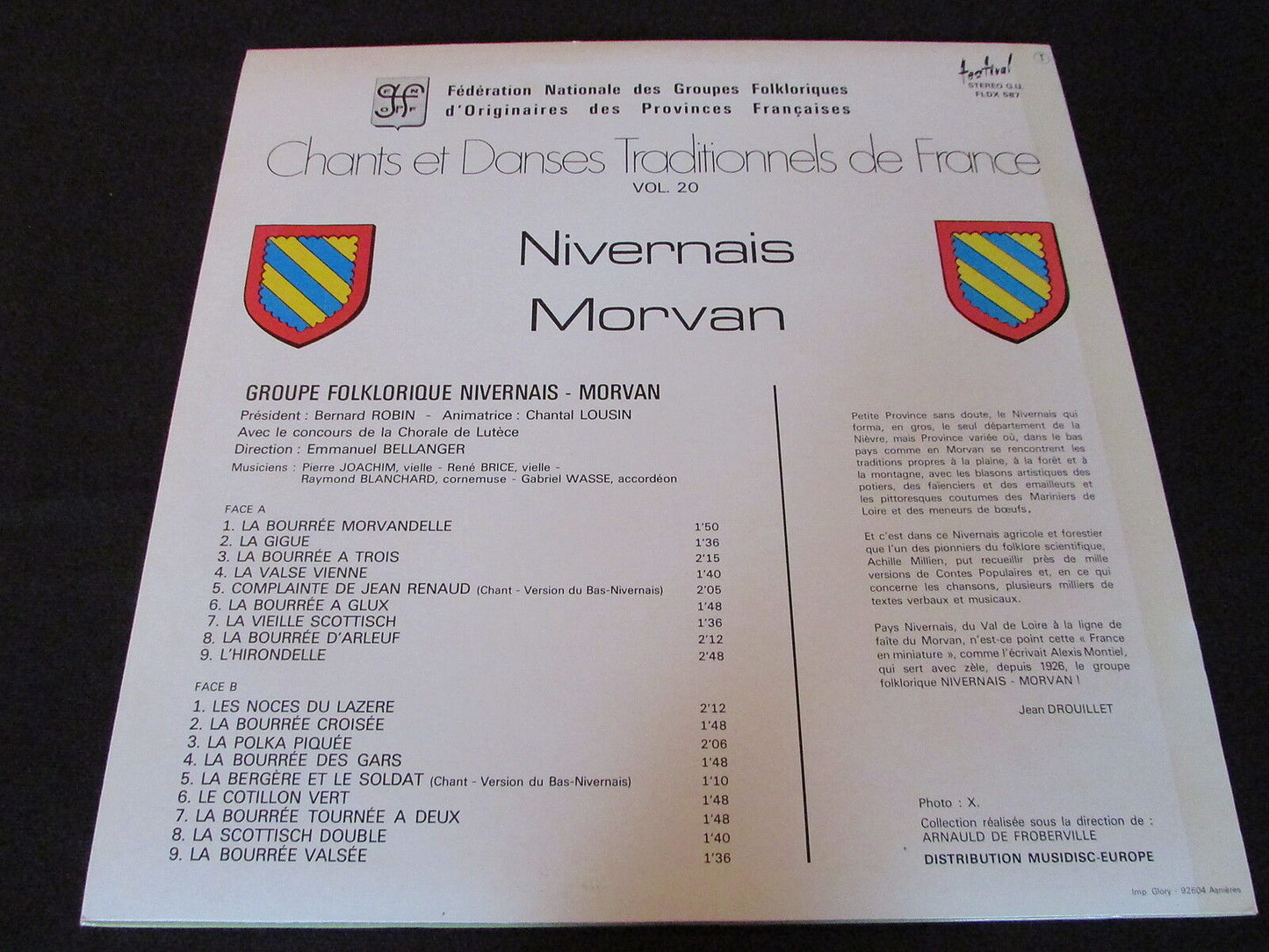 NIVERNAIS - MORVAN CHANTS ET DANSES TRADITIONNELS DE FRANCE VOL.20 LP 33T 12"