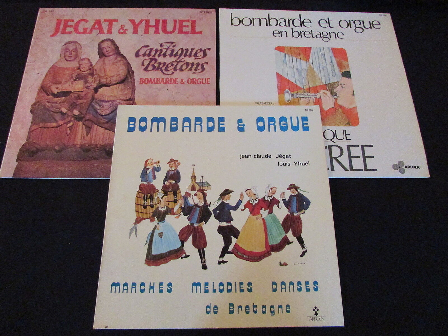 JEGAT & IHUEL BOMBARDE ET ORGUE LOT 3 x LP 33T 12"
