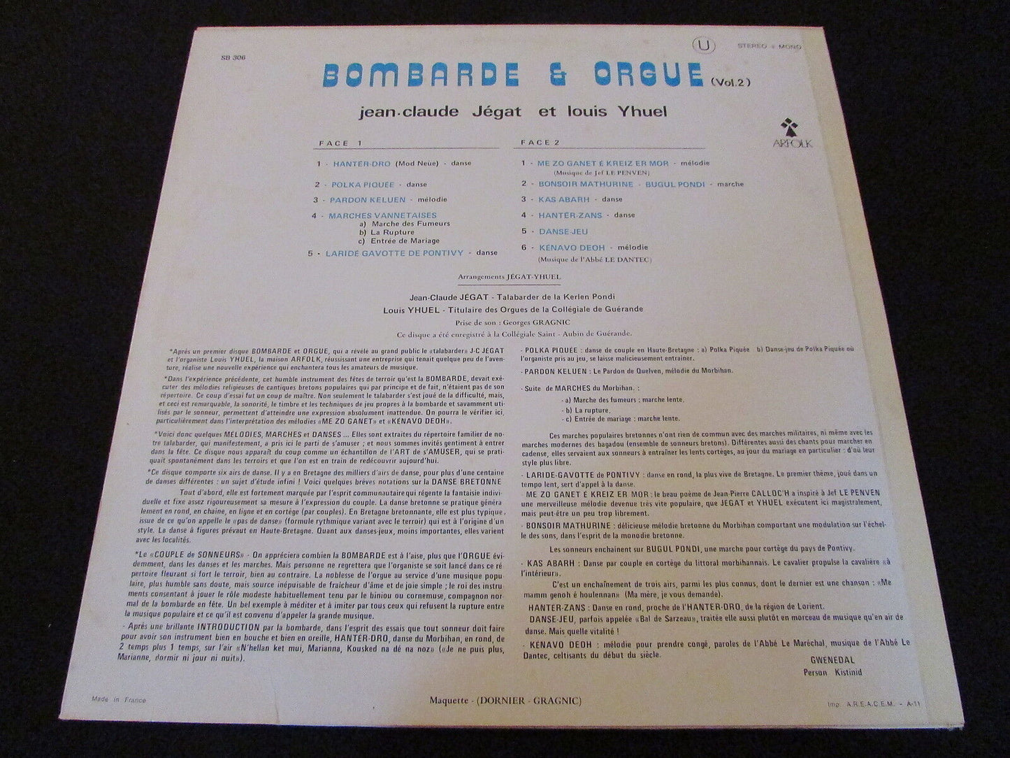 JEGAT & IHUEL BOMBARDE ET ORGUE LOT 3 x LP 33T 12"