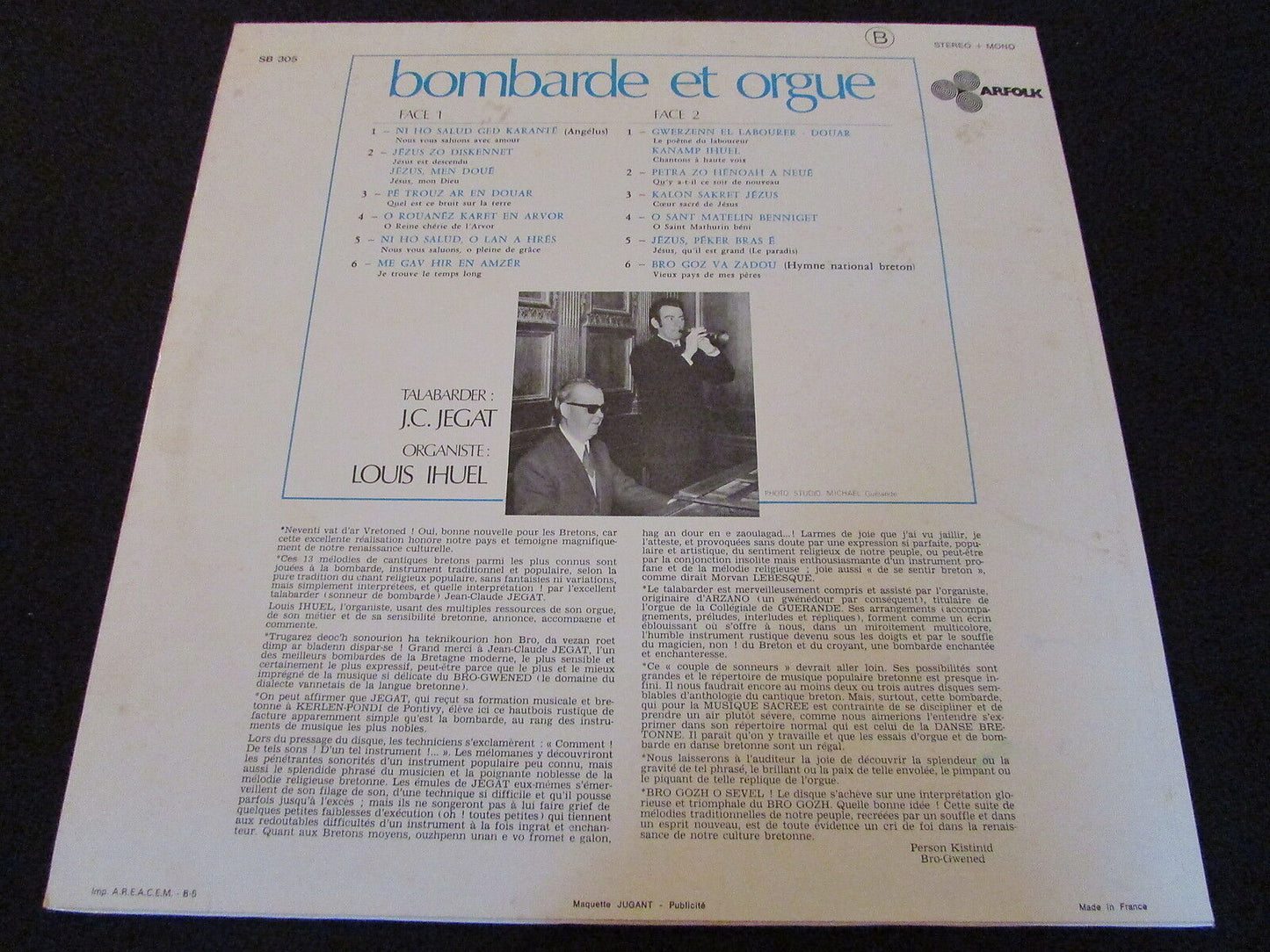 JEGAT & IHUEL BOMBARDE ET ORGUE LOT 3 x LP 33T 12"