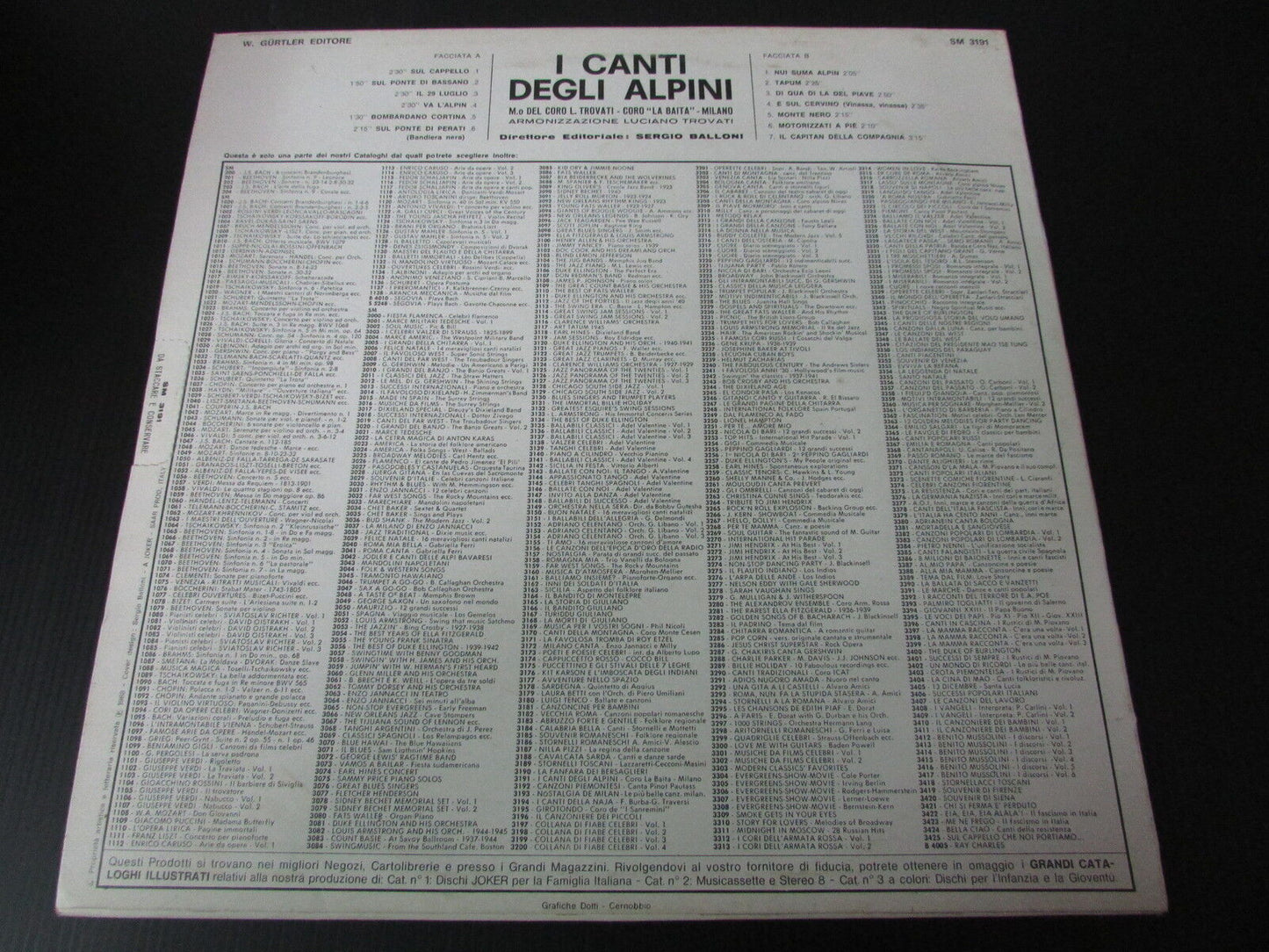 I CANTI DEGLI ALPINI   SM 3191   LP 33T 12"