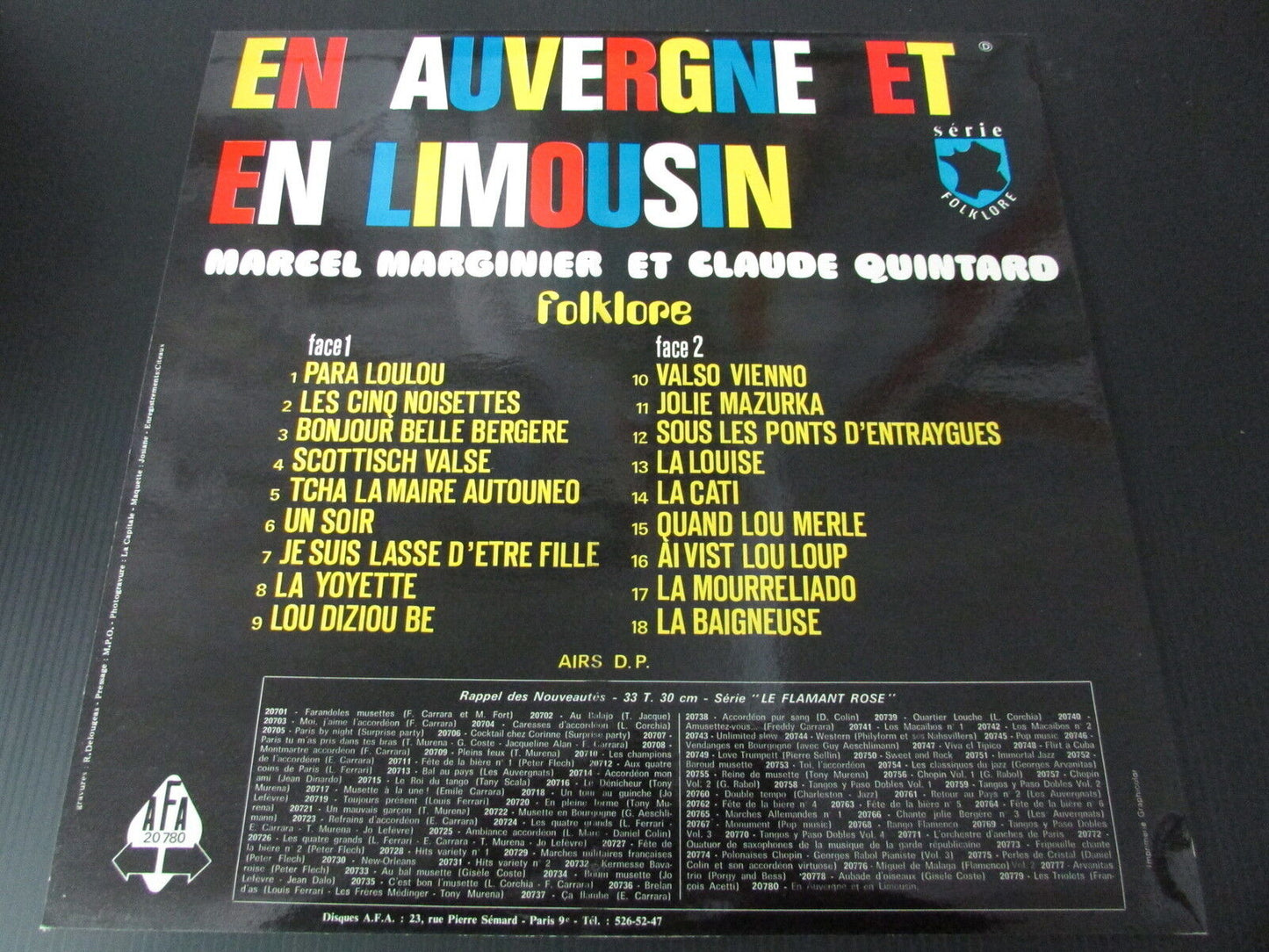 MARCEL MARGINIER / CLAUDE QUINTARD EN AUVERGNE ET EN LIMOUSIN LP 33T 12"