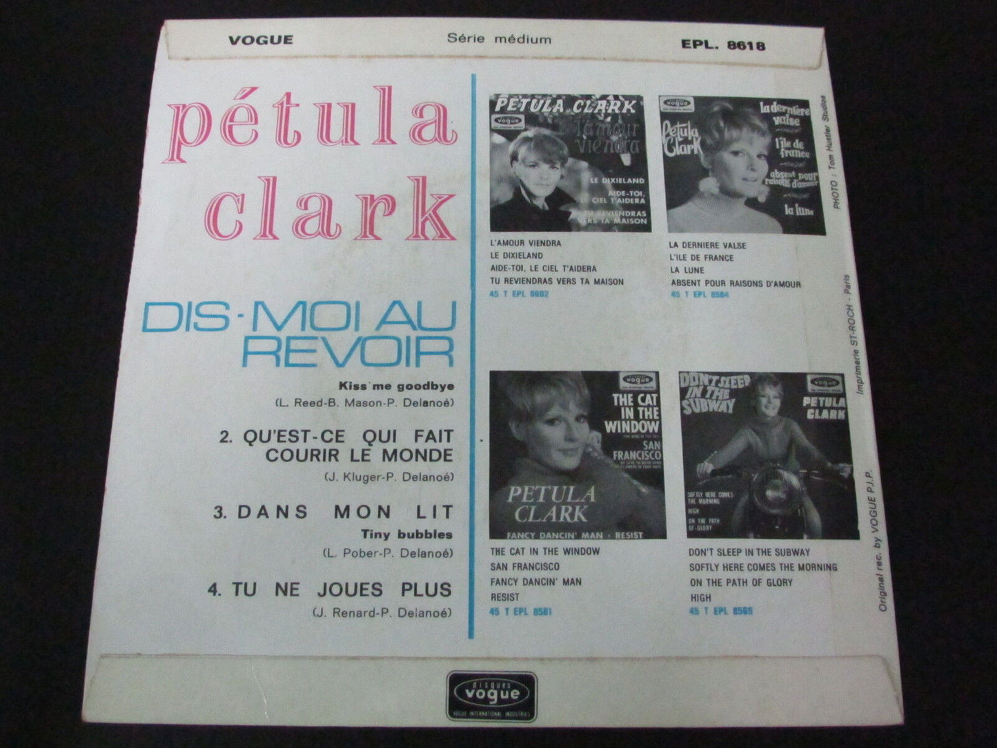 PETULA CLARK EP 45T 7" DIS-MOI AU REVOIR VOGUE EPL 8618