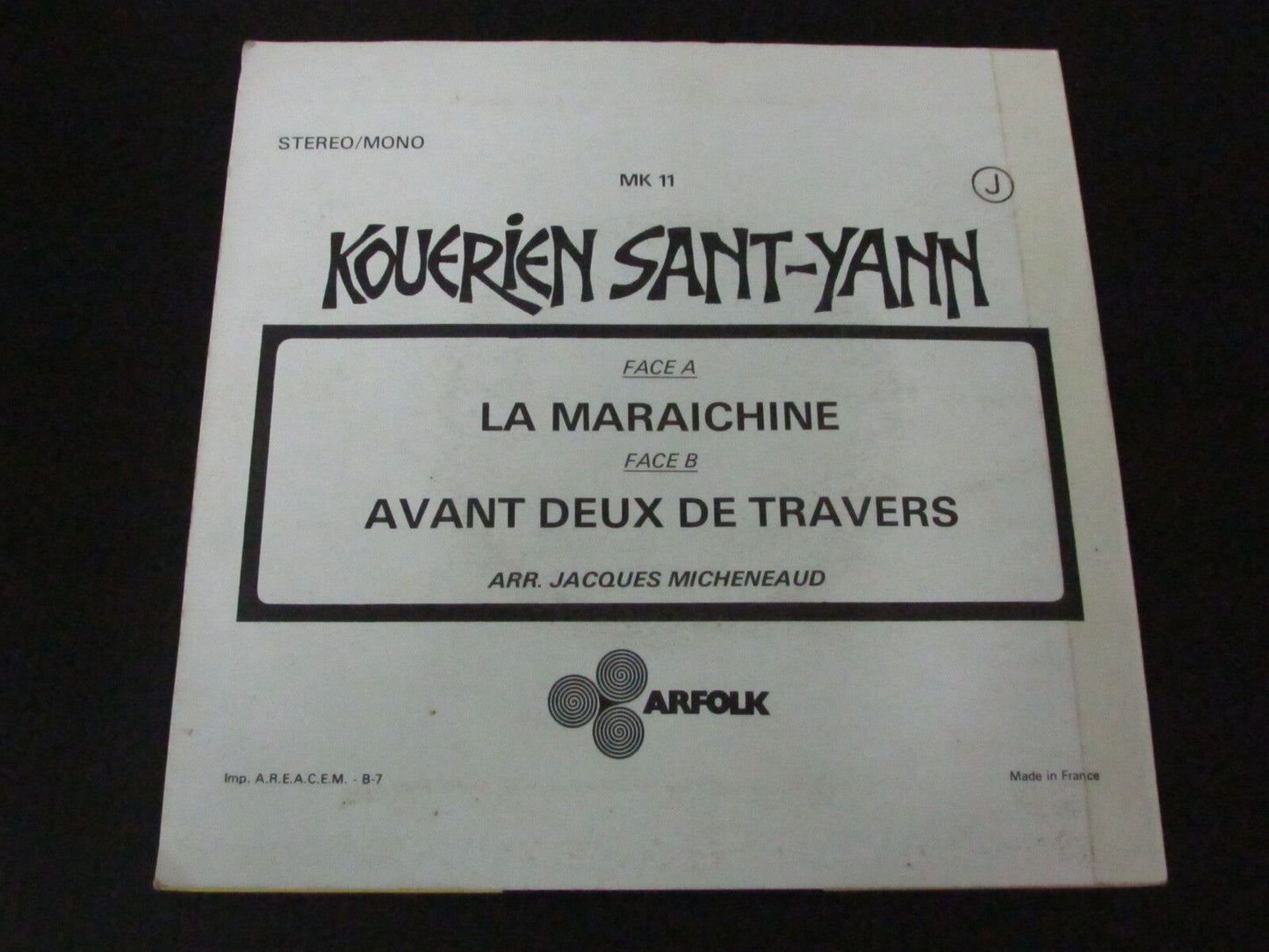 KOUERIEN SANT-YANN SP 45T 7" LA MARAICHINE ARFOLK MK 11 FRANCE