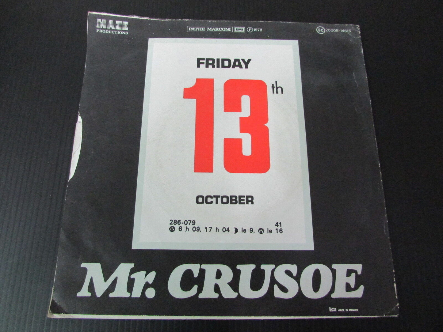 MR CRUSOE SP 45T 7" FRIDAY 13TH 1978 FRANCE