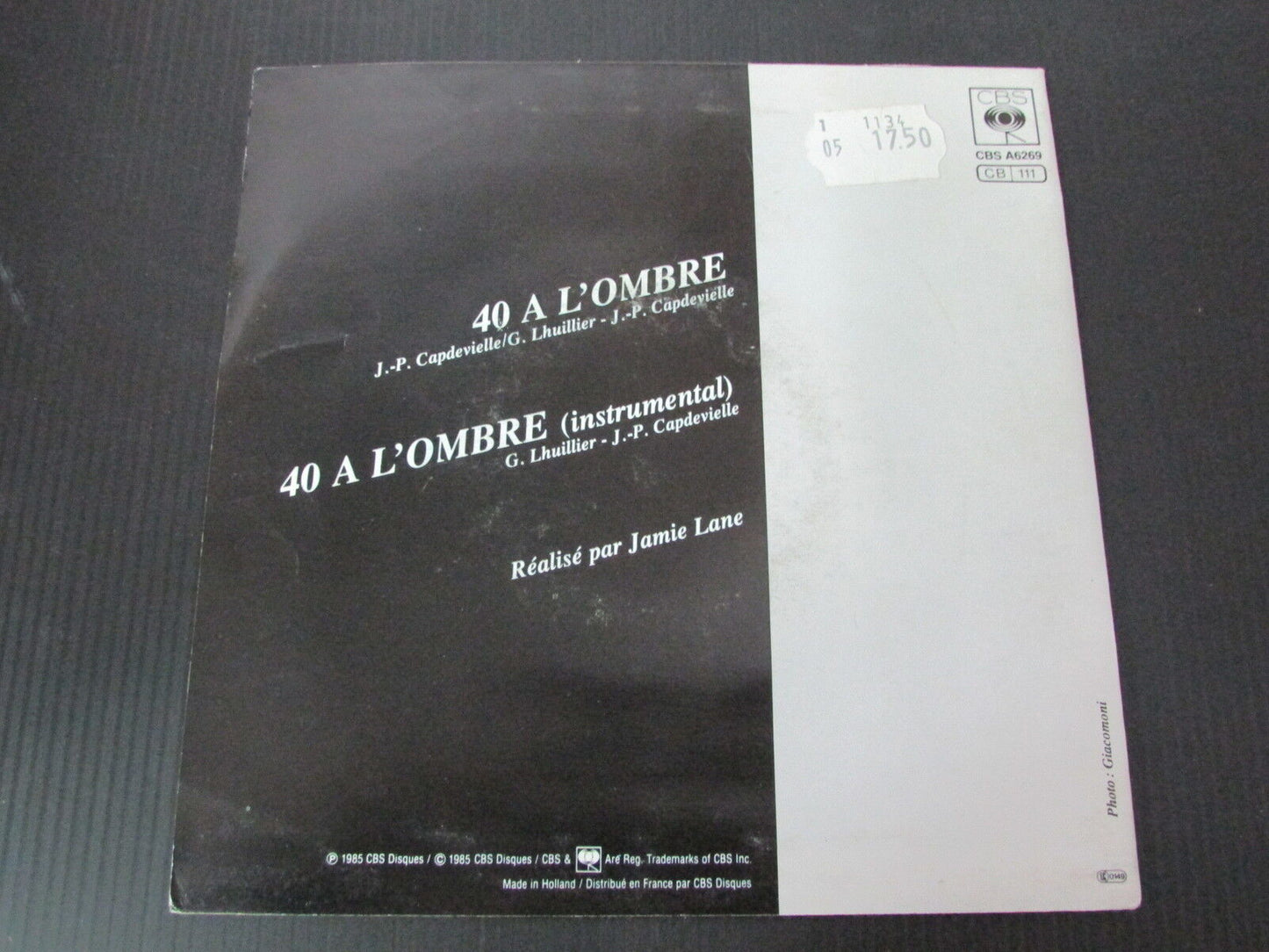 CAPDEVIELLE SP 45T 7" 40 A L'OMBRE 1985