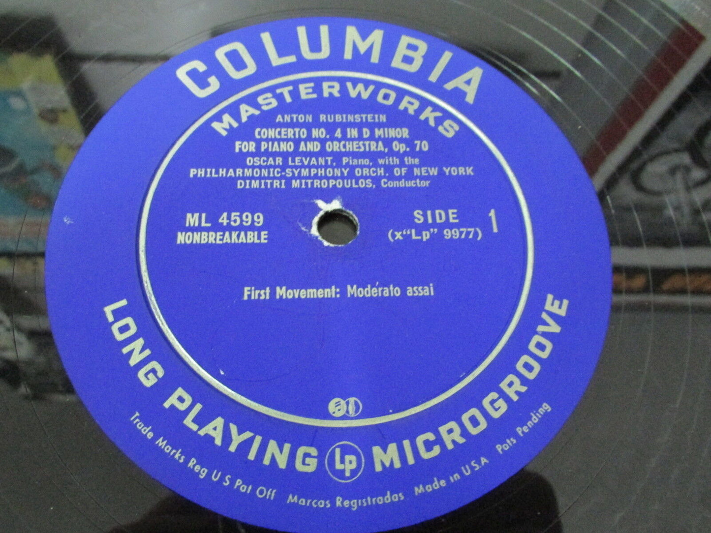 OSCAR LEVANT / RUBINSTEIN / MITROPOULOS LP 33T 12" USA COLUMBIA ML 4599