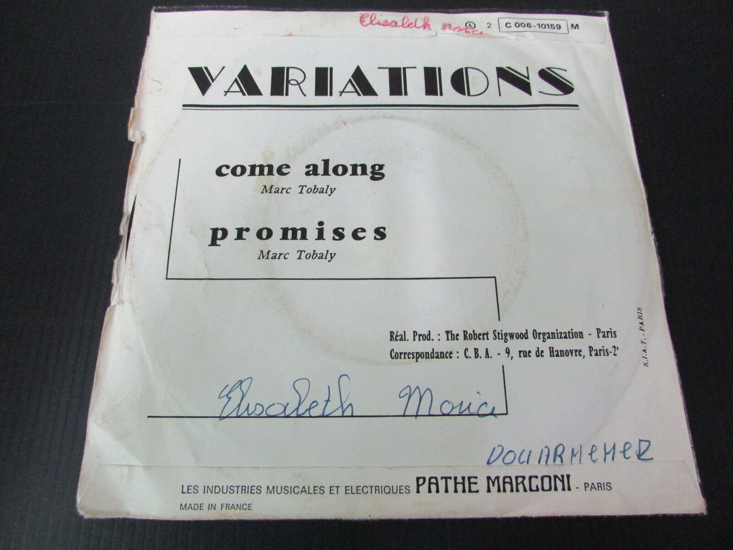 VARIATIONS SP 45T 7" COME ALONG FRANCE
