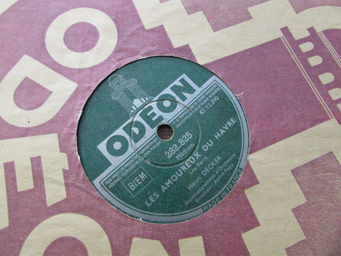 HENRI DECKER 78T LA FILLE DES BOIS / LES AMOUREUX DU HAVRE ODEON 282.825