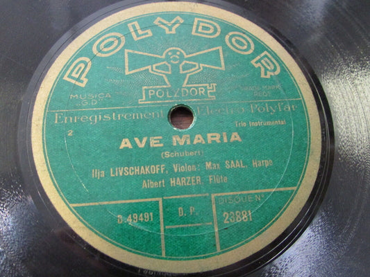 MAX SAAL (Harpe) ALBERT HARZER (Flûte)   AVE MARIA   78T   POLYDOR