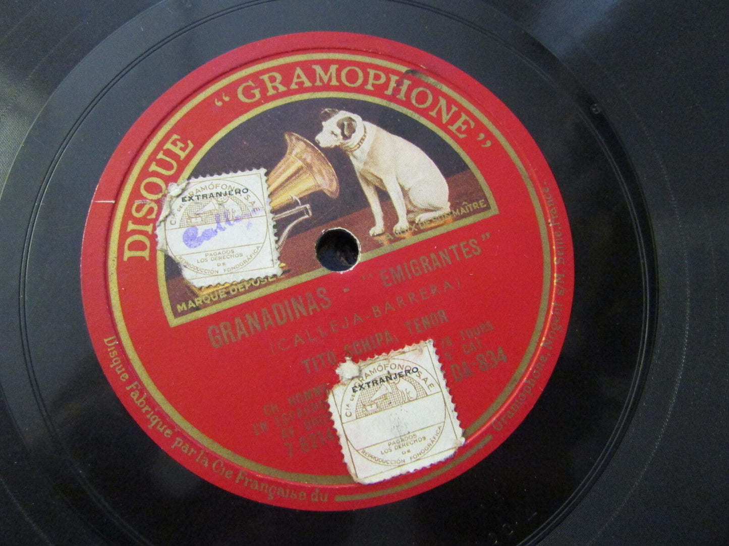 TITO SCHIPA, Ténor GRANADINAS / PRINCESITA 78T GRAMOPHONE DA-834