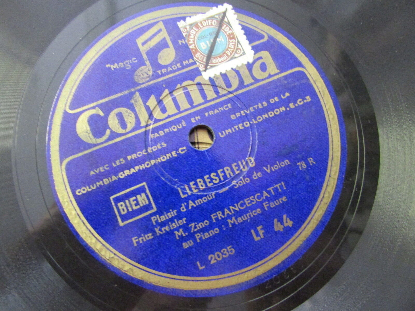 ZINO FRANCESCATTI / MAURICE FAURE / FRITZ KREISLER 78T COLUMBIA